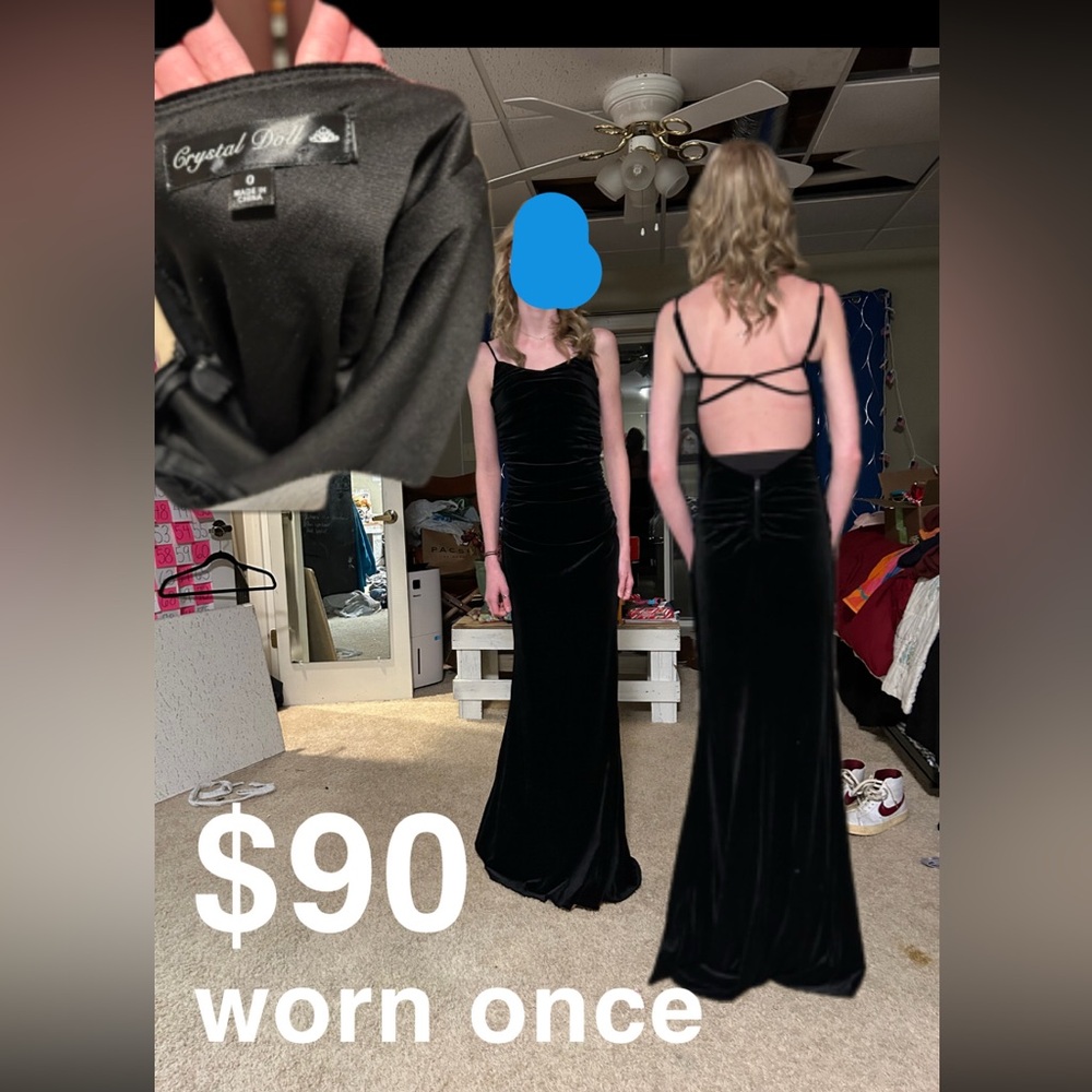 Long black velvet dress!